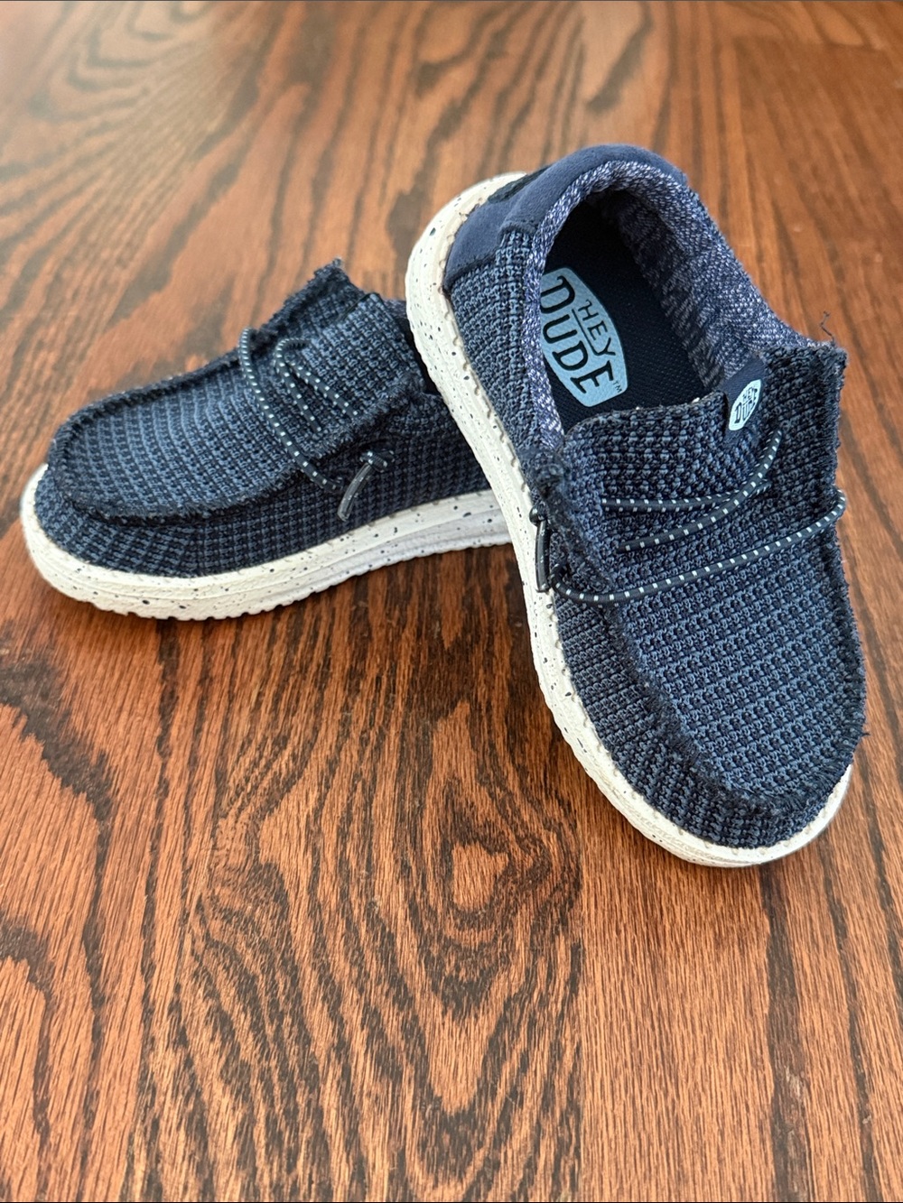 Hey Dude Kids Navy Woven Slip-On Sneakers with White Sole